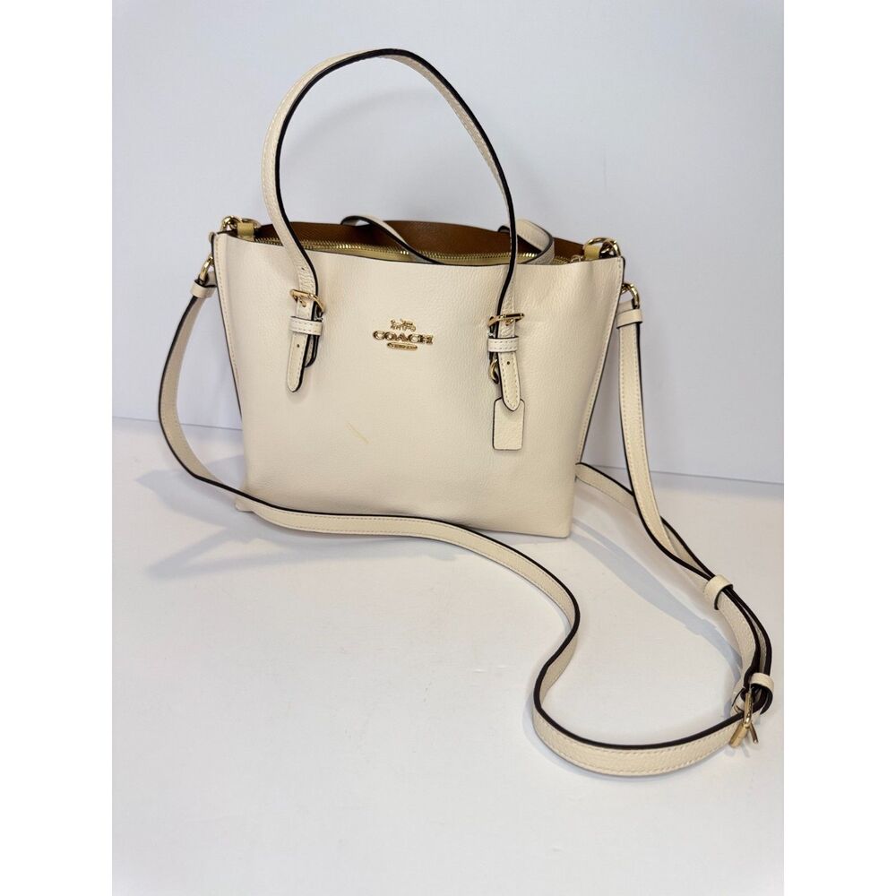 Coach Mollie Tote 25 Chalk White Leather Crossbody Satchel Bag C4084 - Picture 3 of 11
